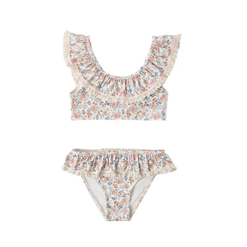 NEW RYLEE + CRU girl's margot bikini set in flower field